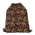 Embroidery Crown Pattern Print Drawstring Bag