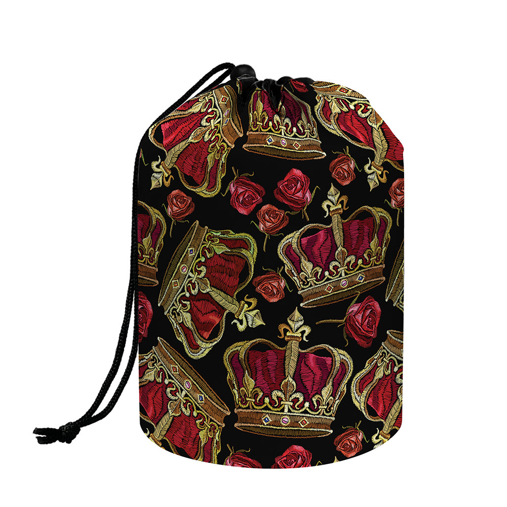 Embroidery Crown Pattern Print Drawstring Makeup Bag