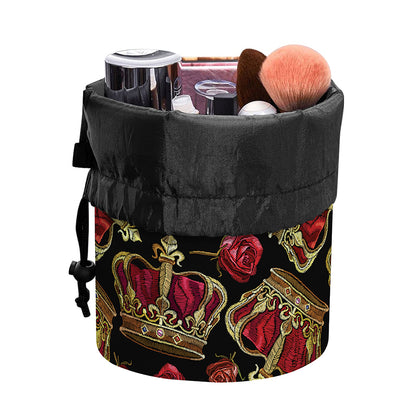 Embroidery Crown Pattern Print Drawstring Makeup Bag