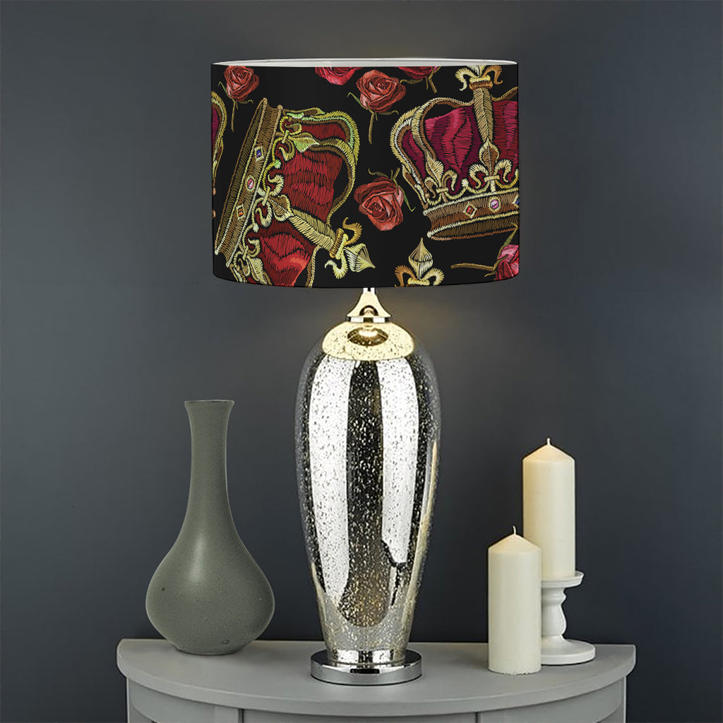 Embroidery Crown Pattern Print Drum Lamp Shade