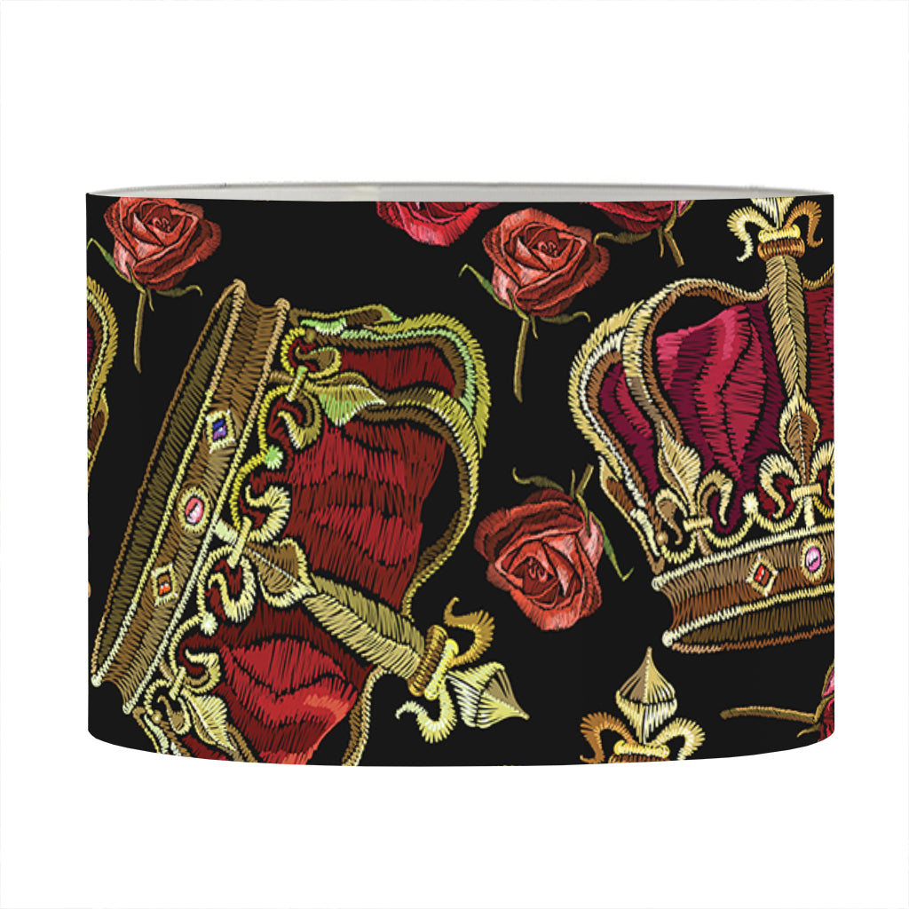 Embroidery Crown Pattern Print Drum Lamp Shade