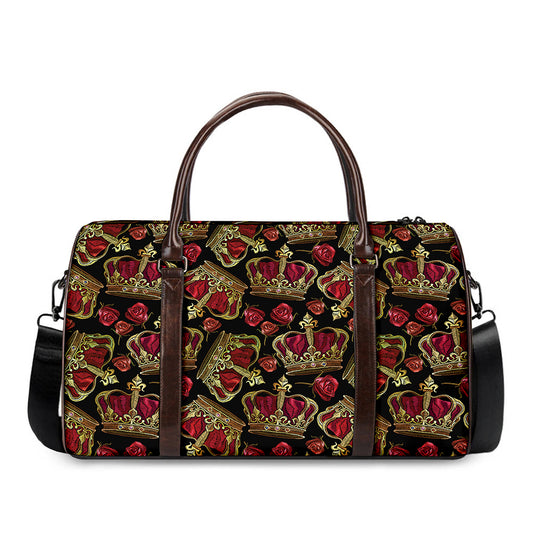 Embroidery Crown Pattern Print Duffle Bag