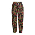 Embroidery Crown Pattern Print Fleece Lined Knit Pants