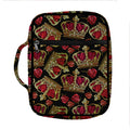 Embroidery Crown Pattern Print Front Pocket Bible Bag