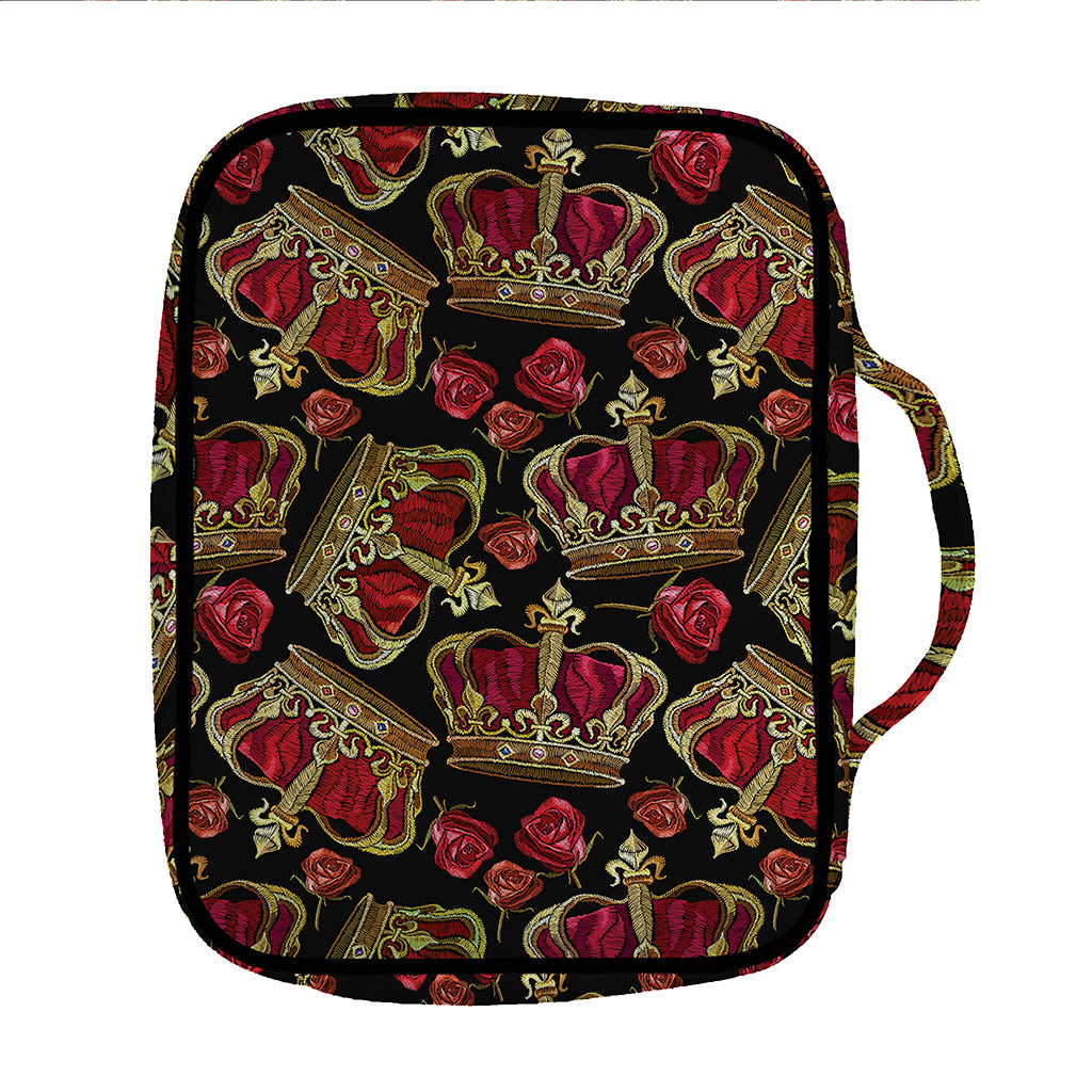 Embroidery Crown Pattern Print Front Pocket Bible Bag