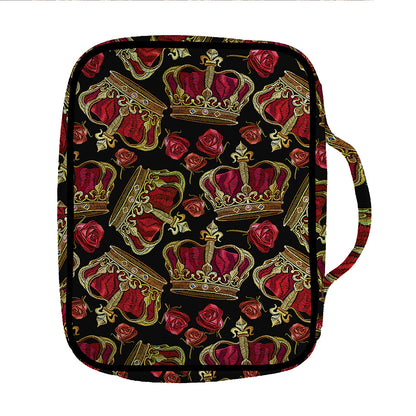 Embroidery Crown Pattern Print Front Pocket Bible Bag