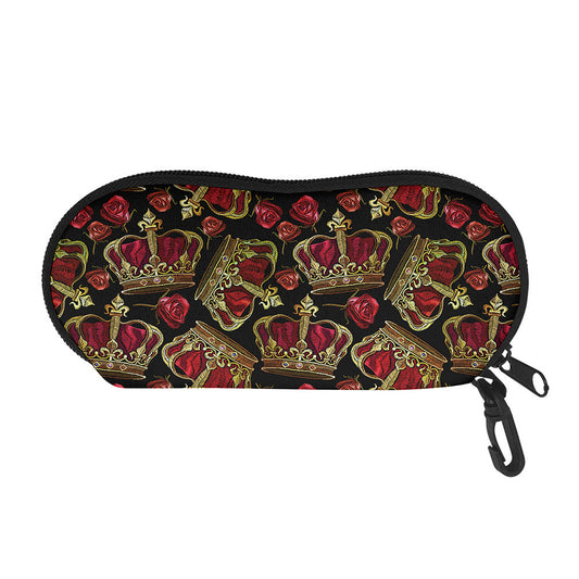 Embroidery Crown Pattern Print Glasses Case