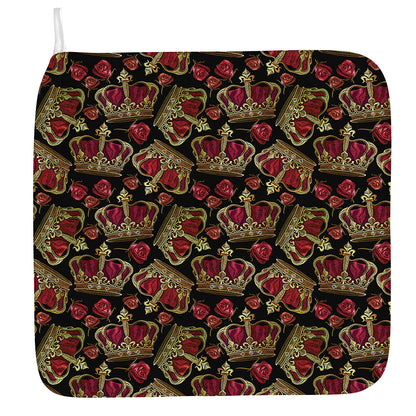 Embroidery Crown Pattern Print Hand Towel