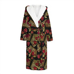 Embroidery Crown Pattern Print Hooded Bathrobe