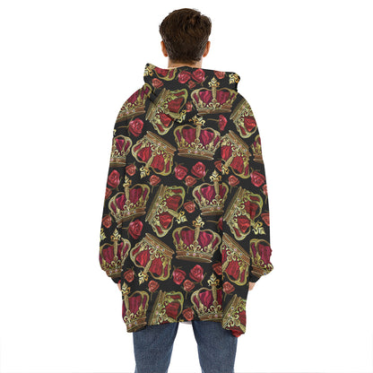 Embroidery Crown Pattern Print Hoodie Blanket