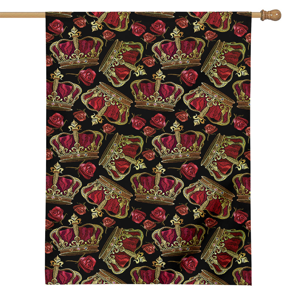 Embroidery Crown Pattern Print House Flag