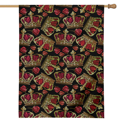 Embroidery Crown Pattern Print House Flag