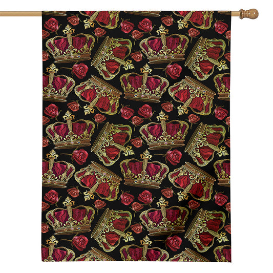 Embroidery Crown Pattern Print House Flag