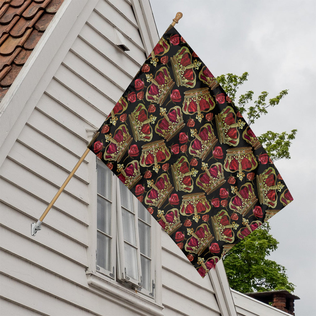 Embroidery Crown Pattern Print House Flag