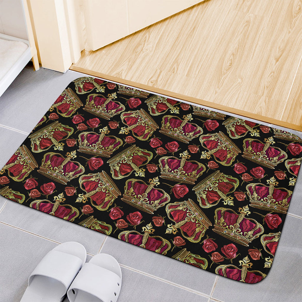 Embroidery Crown Pattern Print Indoor Door Mat