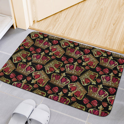 Embroidery Crown Pattern Print Indoor Door Mat