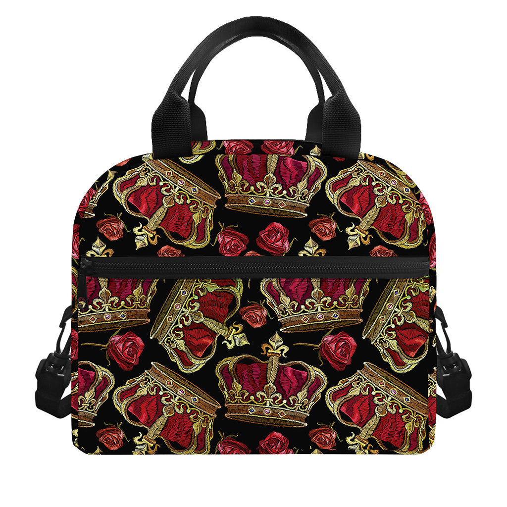 Embroidery Crown Pattern Print Insulated Lunch Bag