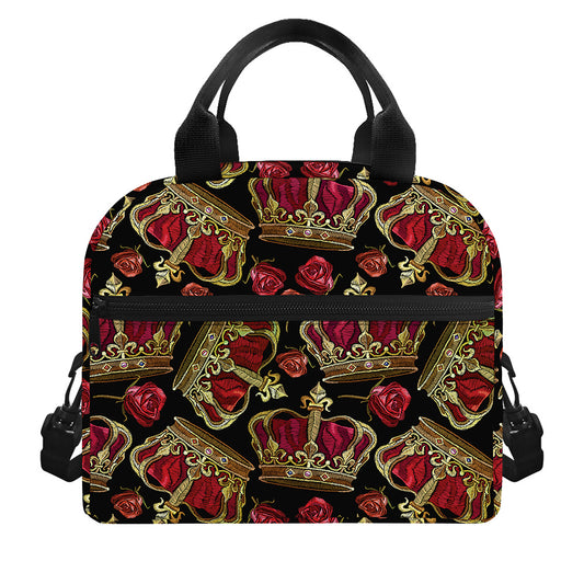 Embroidery Crown Pattern Print Insulated Lunch Bag