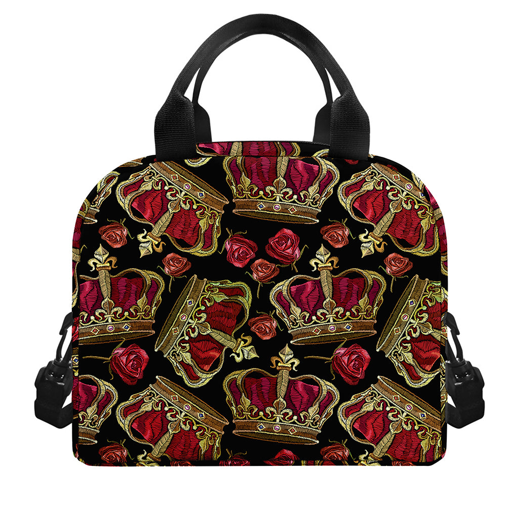 Embroidery Crown Pattern Print Insulated Lunch Bag