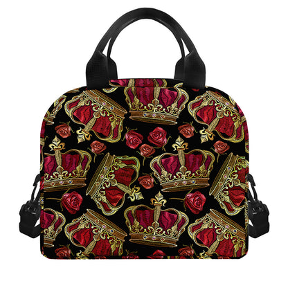 Embroidery Crown Pattern Print Insulated Lunch Bag