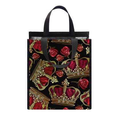 Embroidery Crown Pattern Print Insulated Lunch Tote