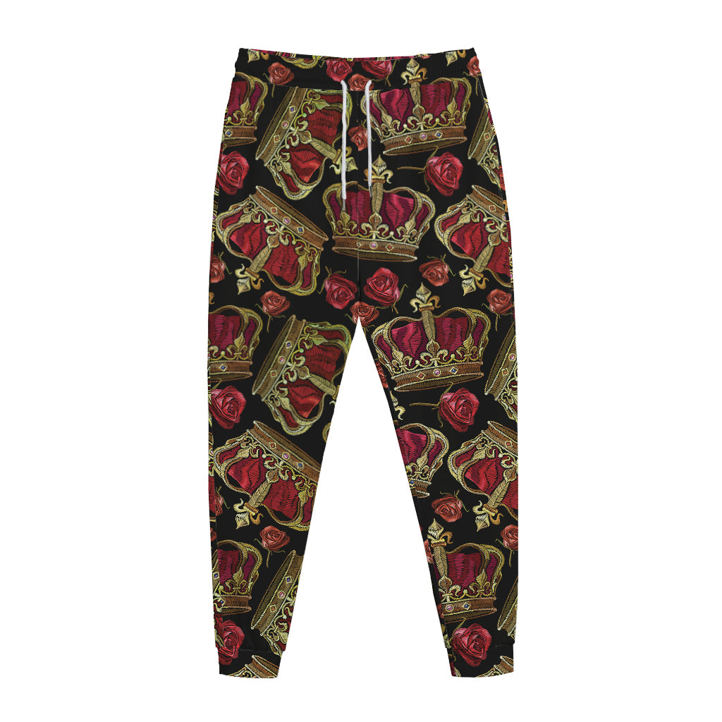 Embroidery Crown Pattern Print Jogger Pants