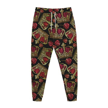 Embroidery Crown Pattern Print Jogger Pants