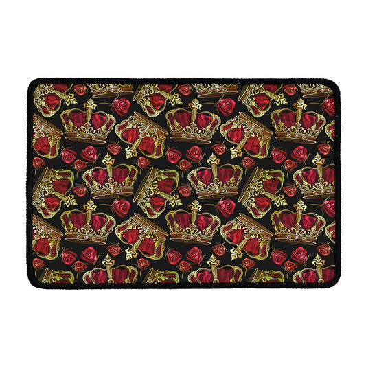 Embroidery Crown Pattern Print Kitchen Mat