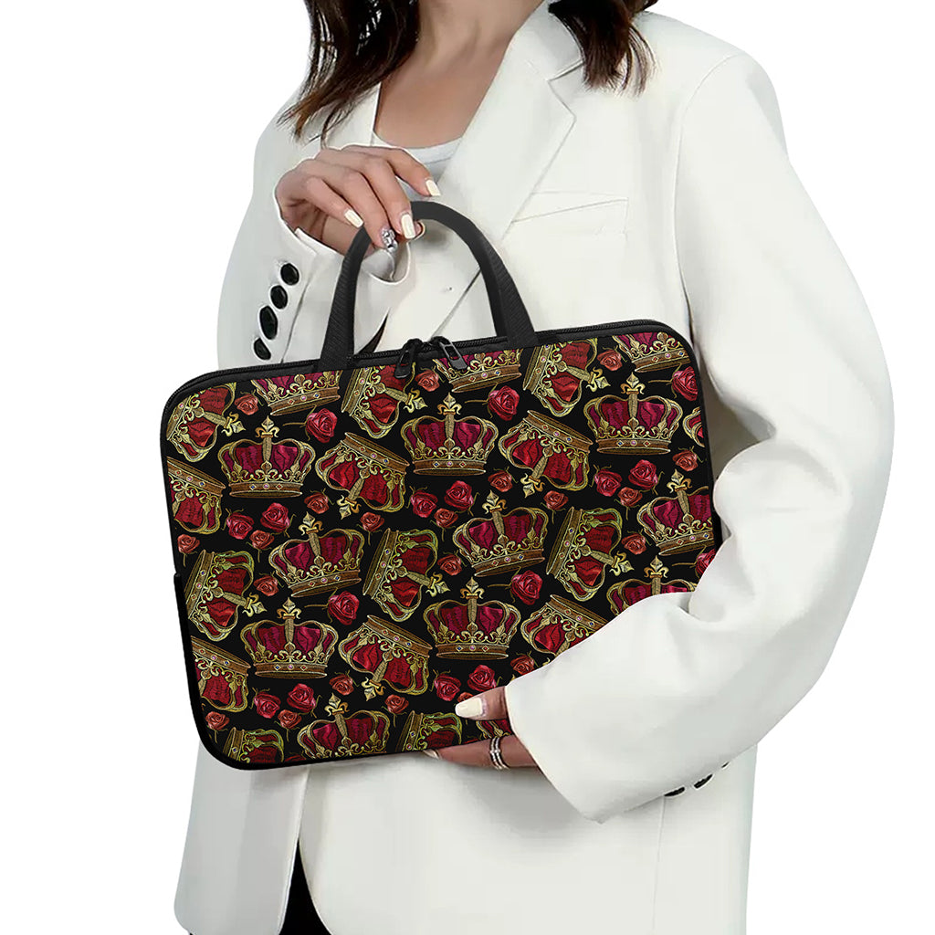 Embroidery Crown Pattern Print Laptop Sleeve With Handle