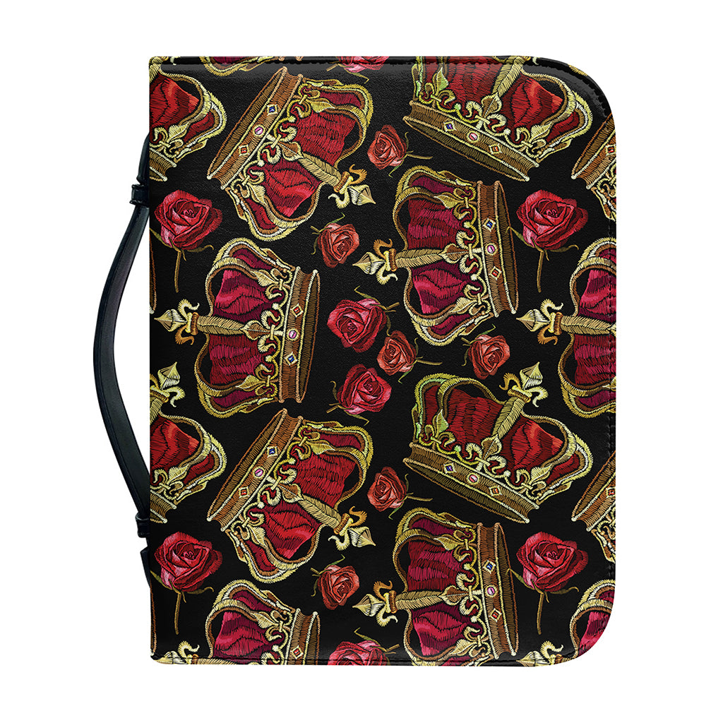 Embroidery Crown Pattern Print Leather Bible Cover