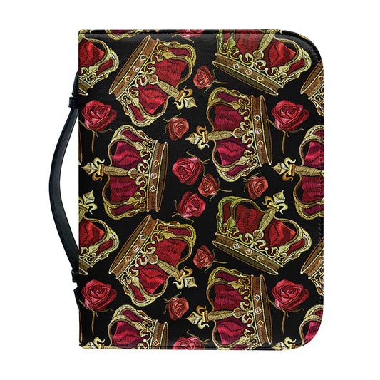 Embroidery Crown Pattern Print Leather Bible Cover
