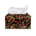 Embroidery Crown Pattern Print Leather Tissue Box Cover