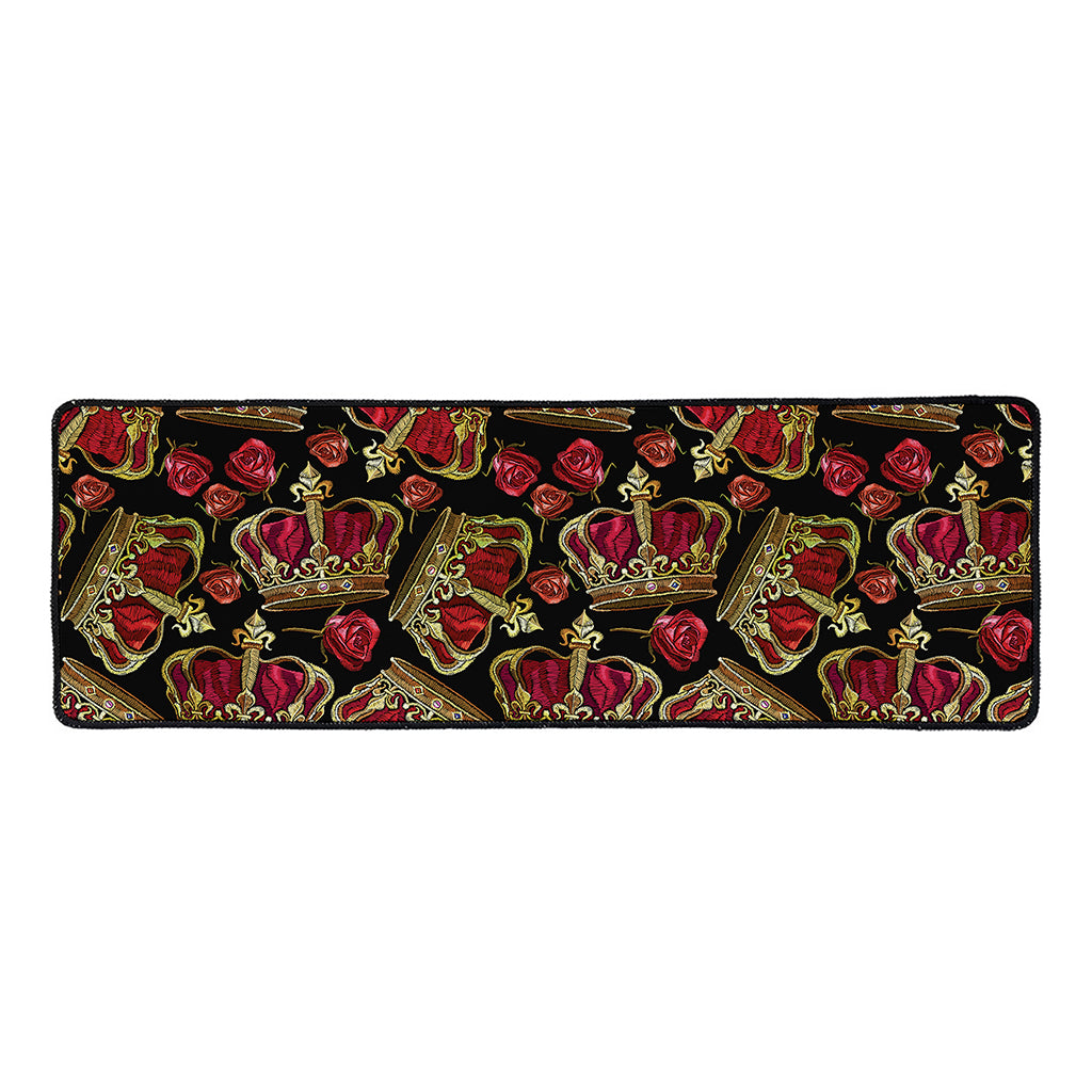 Embroidery Crown Pattern Print Long Kitchen Mat