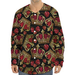 Embroidery Crown Pattern Print Long Sleeve Baseball Jersey