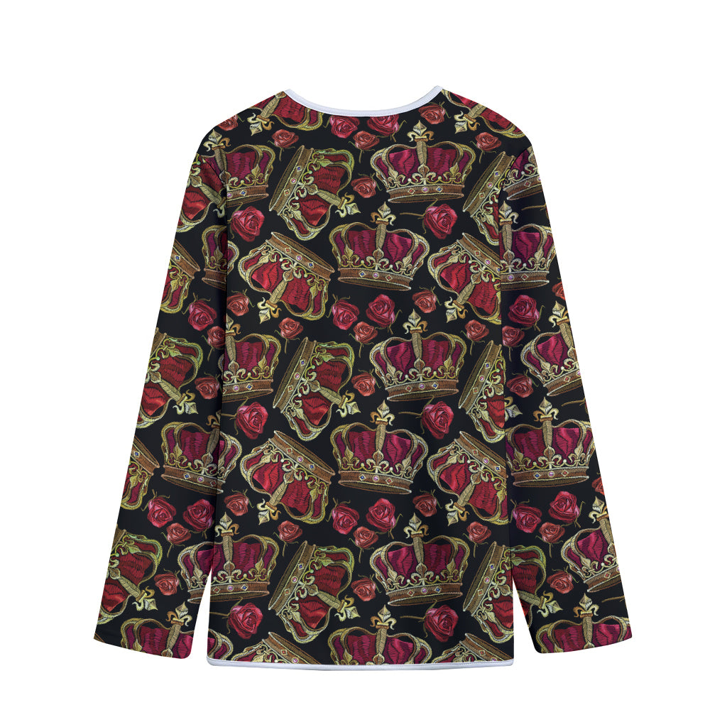 Embroidery Crown Pattern Print Long Sleeve Short Coat