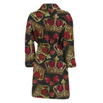 Embroidery Crown Pattern Print Men's Bathrobe