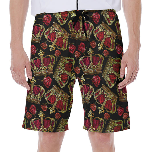 Embroidery Crown Pattern Print Men's Beach Shorts
