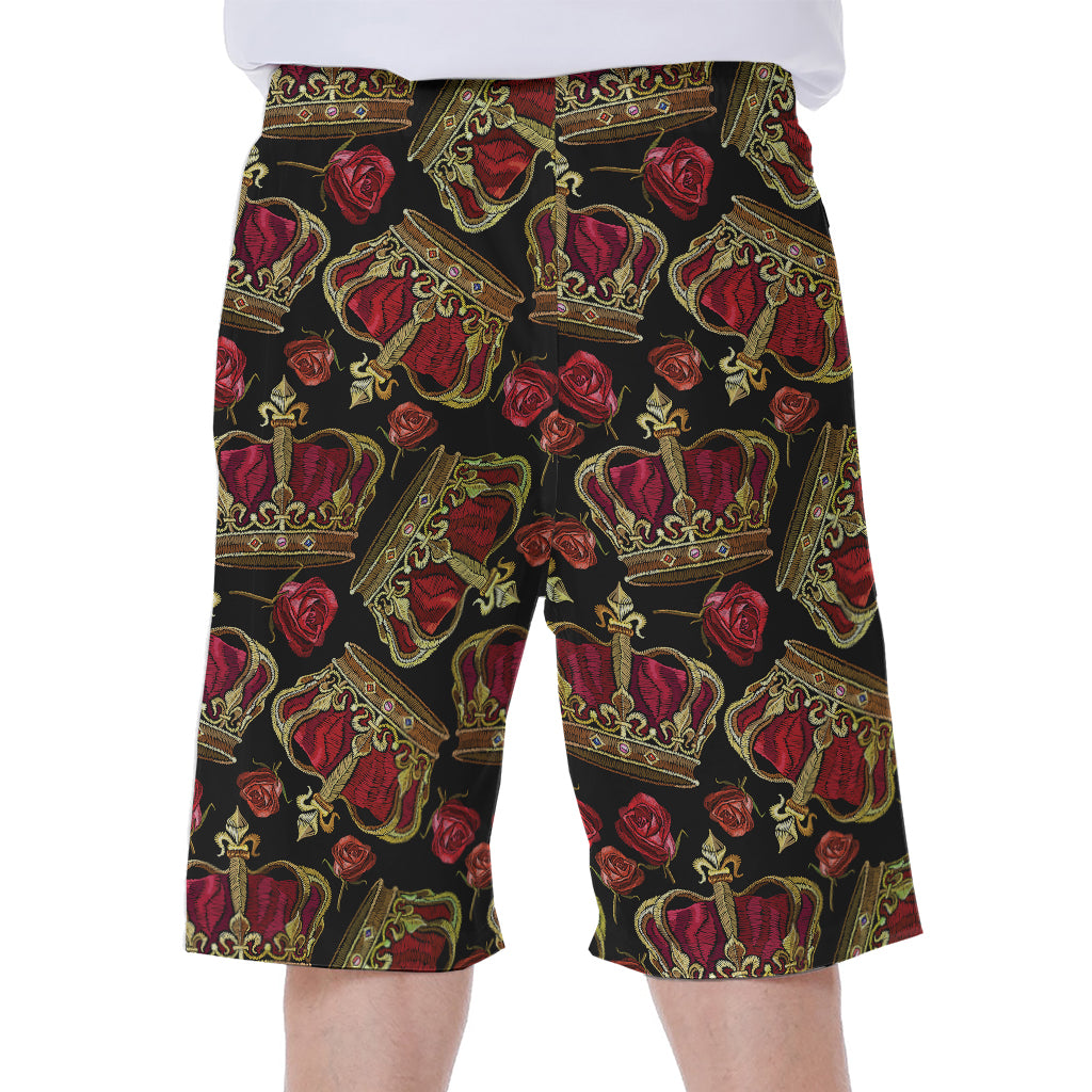 Embroidery Crown Pattern Print Men's Beach Shorts
