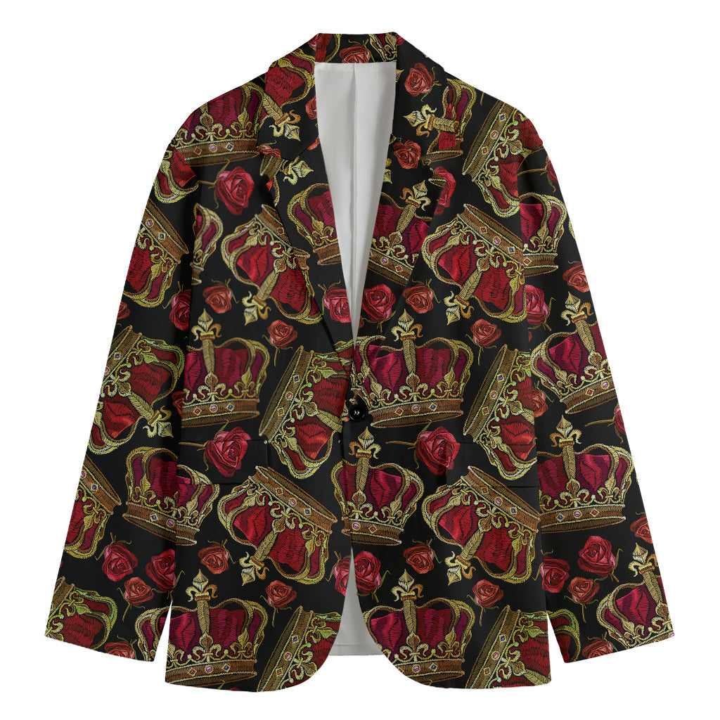 Embroidery Crown Pattern Print Men's Blazer