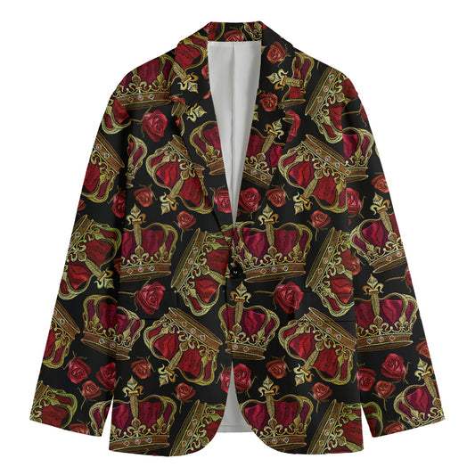 Embroidery Crown Pattern Print Men's Blazer