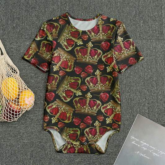 Embroidery Crown Pattern Print Men's Bodysuit
