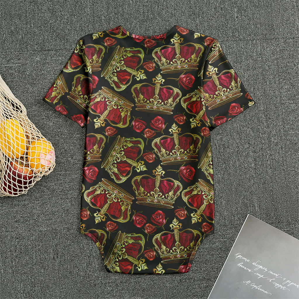 Embroidery Crown Pattern Print Men's Bodysuit