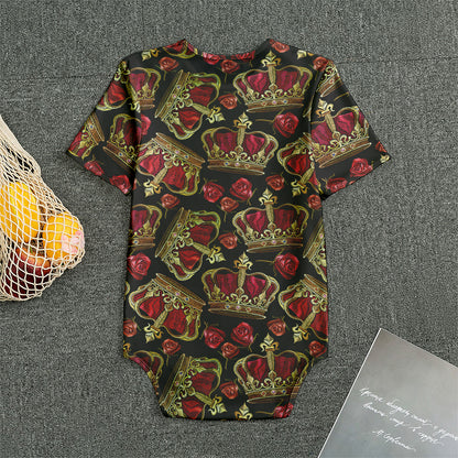 Embroidery Crown Pattern Print Men's Bodysuit
