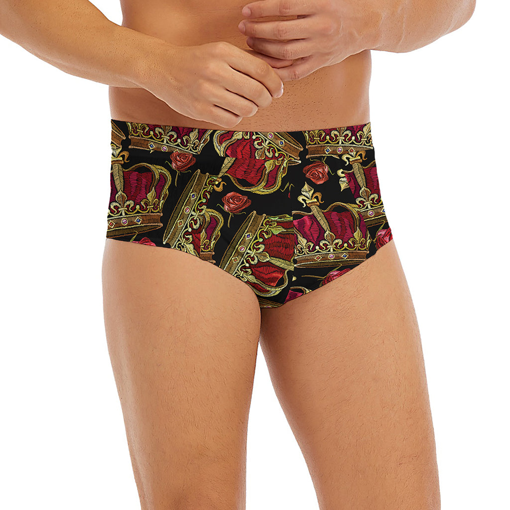 Embroidery Crown Pattern Print Men's Briefs