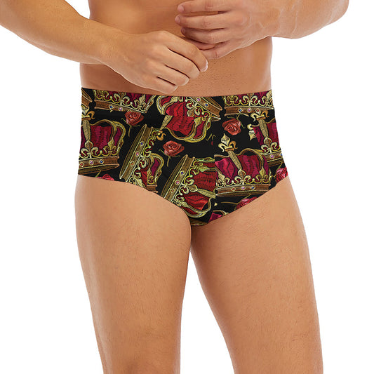 Embroidery Crown Pattern Print Men's Briefs