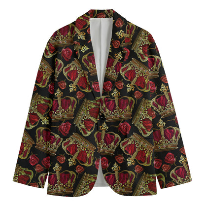 Embroidery Crown Pattern Print Men's Cotton Blazer