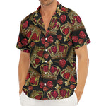 Embroidery Crown Pattern Print Men's Deep V-Neck Shirt