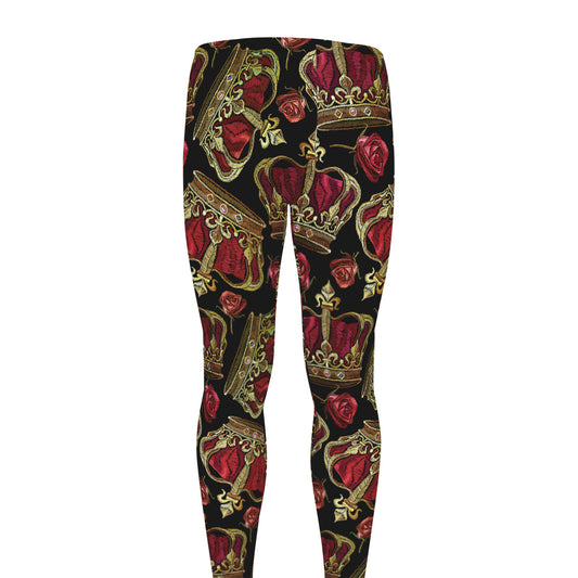 Embroidery Crown Pattern Print Men's leggings