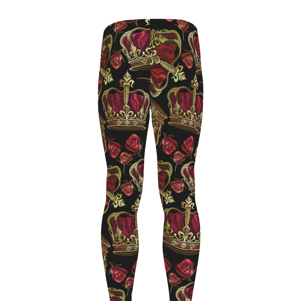 Embroidery Crown Pattern Print Men's leggings