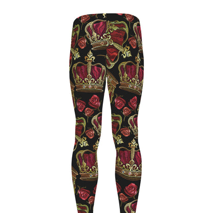 Embroidery Crown Pattern Print Men's leggings